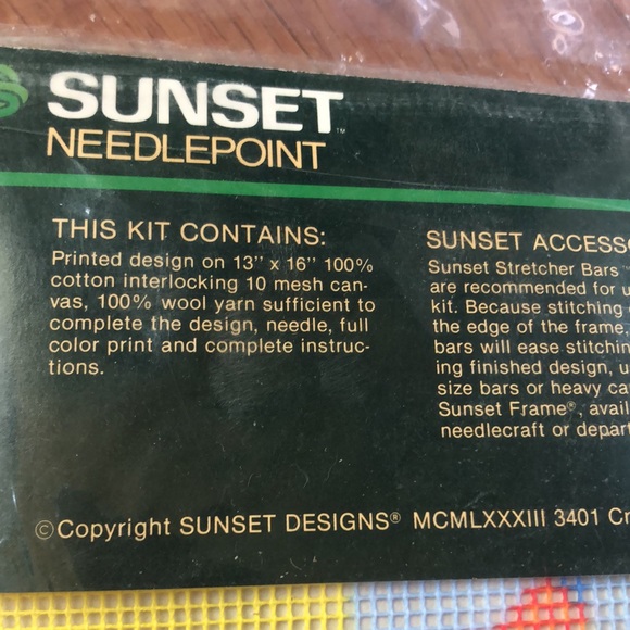 NOS Sealed SUNSET NEEDLEPOINT KIT “RIDE ‘EM TEDDY” #6620 - Picture 6 of 7